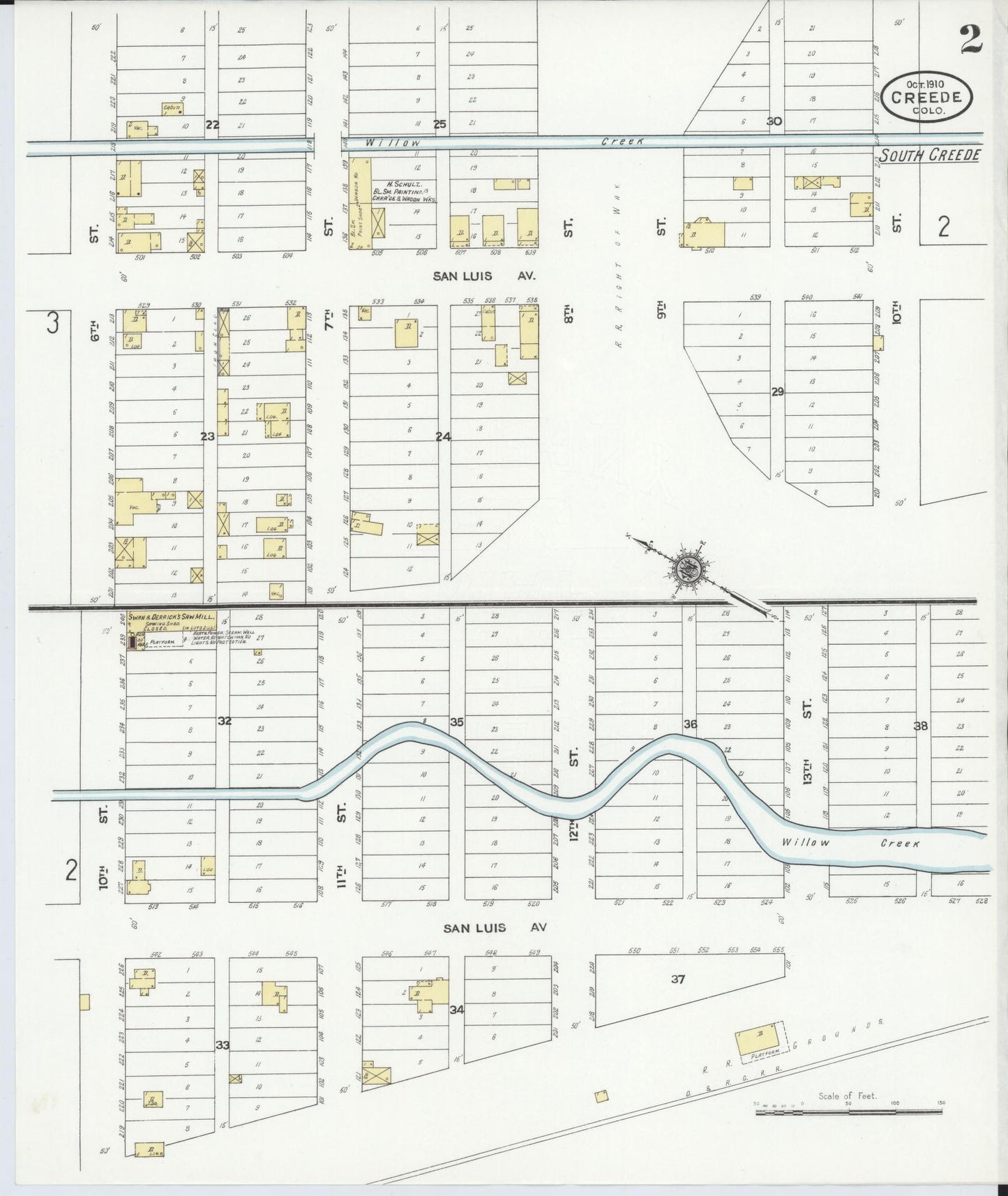 Sanborn Fire Insurance Map from Creede, Mineral County, Colorado (1910), Sheet #0002 - Complete Map Set gallery image, historic Sanborn map, vintage wall art, Colorado Colorado
