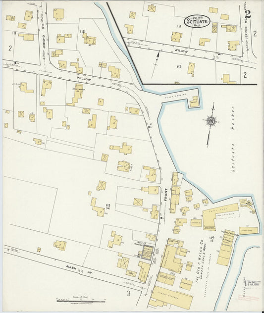 Sanborn Fire Insurance Map from Scituate, Plymouth County, Massachusetts (1918), Sheet #0002 - Historic Sanborn Fire Insurance Map Print, vintage old map wall art, antique decor, genealogy gift, Massachusetts Massachusetts map