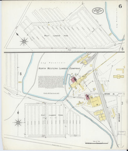 Sanborn Fire Insurance Map from Stanley, Chippewa County, Wisconsin (1907), Sheet #0006 - Historic Sanborn Fire Insurance Map Print, vintage old map wall art, antique decor, genealogy gift, Wisconsin Wisconsin map