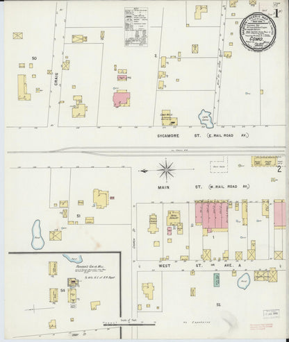 Sanborn Fire Insurance Map from Como, Panola County, Mississippi (1897), Sheet #0001 - Complete Map Set gallery image, historic Sanborn map, vintage wall art, Mississippi Mississippi