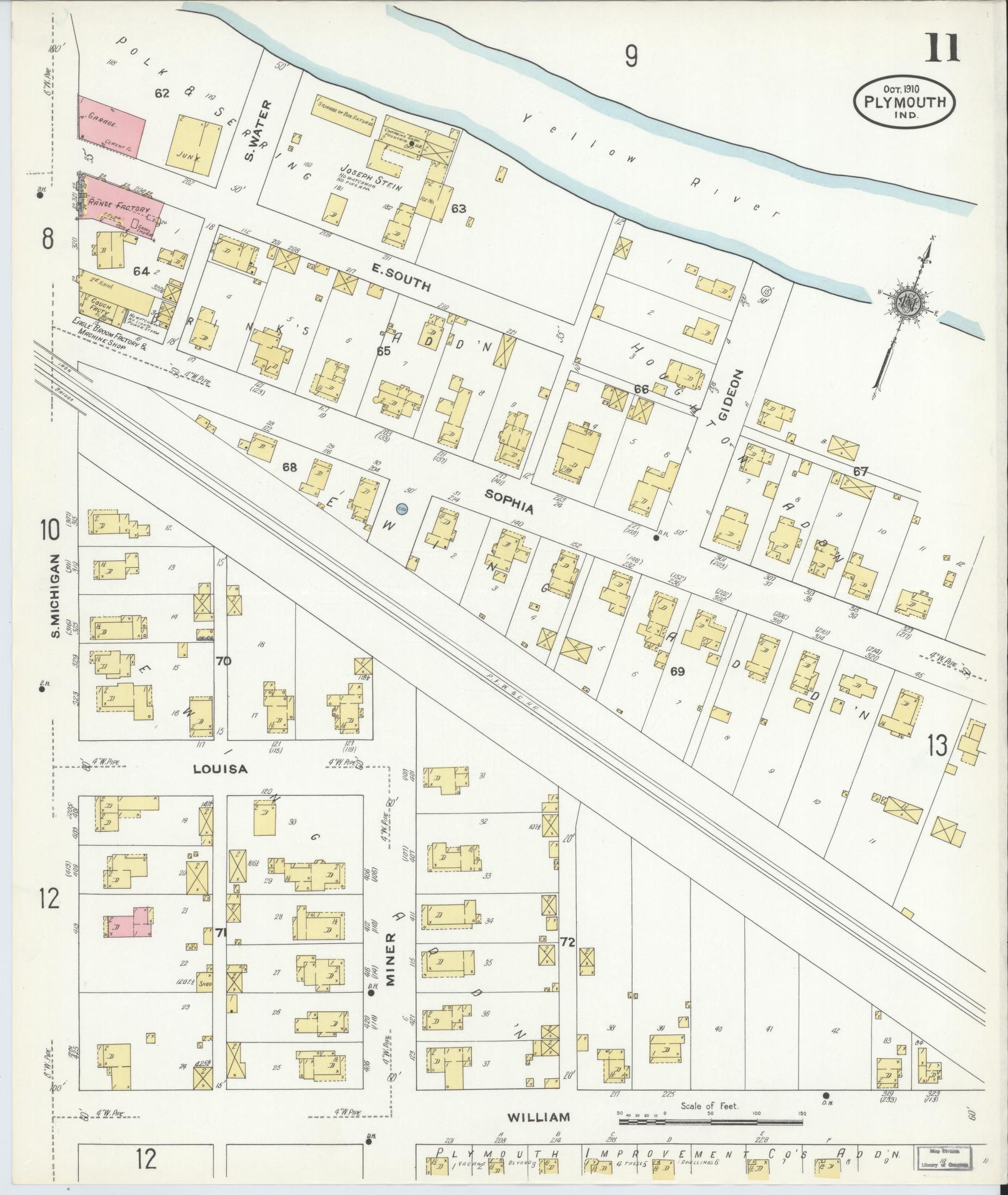 Sanborn Fire Insurance Map from Plymouth, Marhshall County, Indiana (1910), Sheet #0011 - Complete Map Set gallery image, historic Sanborn map, vintage wall art, Indiana Indiana