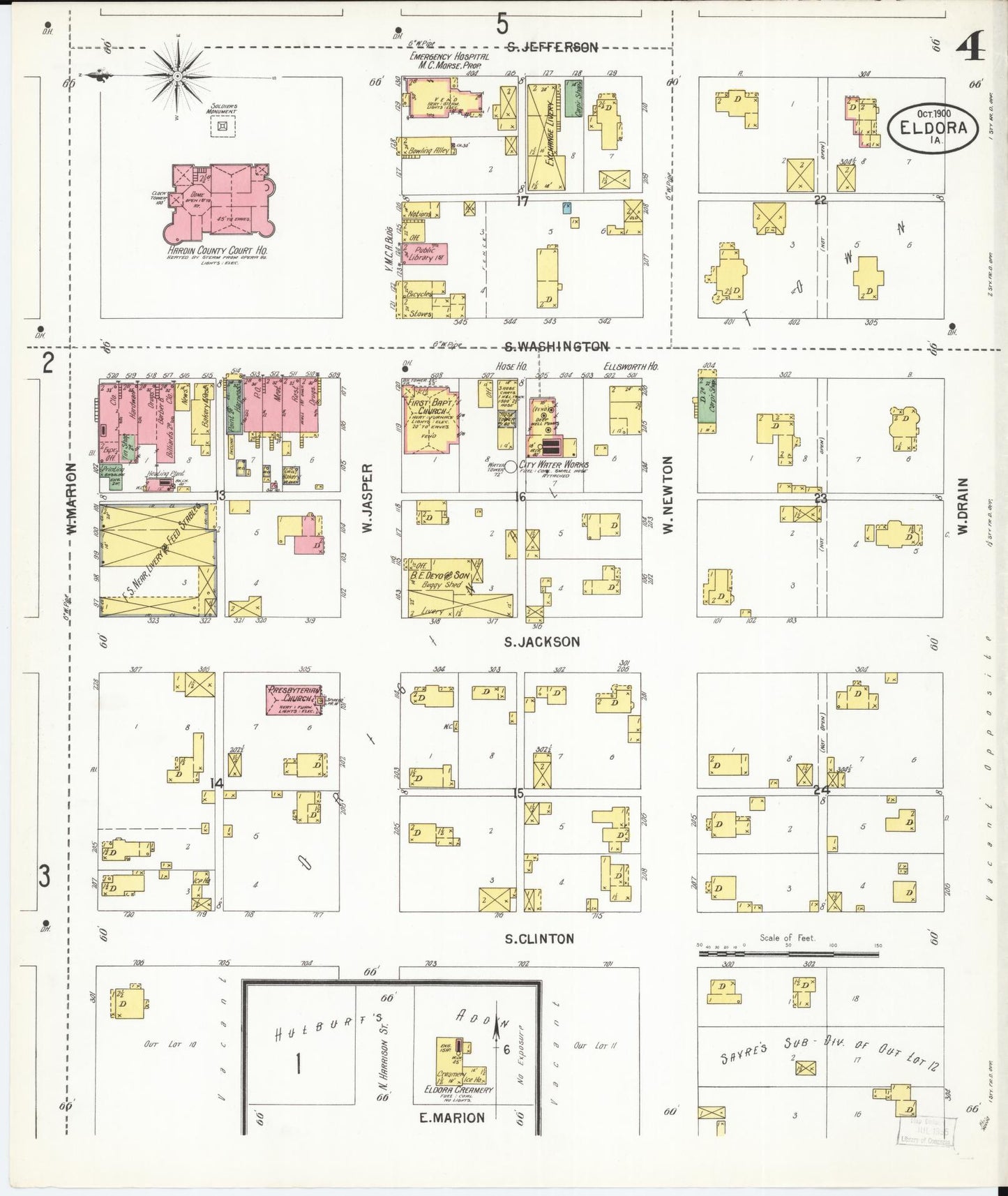 Sanborn Fire Insurance Map from Eldora, Hardin County, Iowa (1900), Sheet #0004 - Historic Sanborn Fire Insurance Map Print