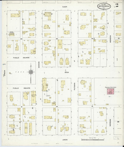 Sanborn Fire Insurance Map from Meredosia, Morgan County, Illinois (1910), Sheet #0002 - Historic Sanborn Fire Insurance Map Print, vintage old map wall art, antique decor, genealogy gift, Illinois Illinois map
