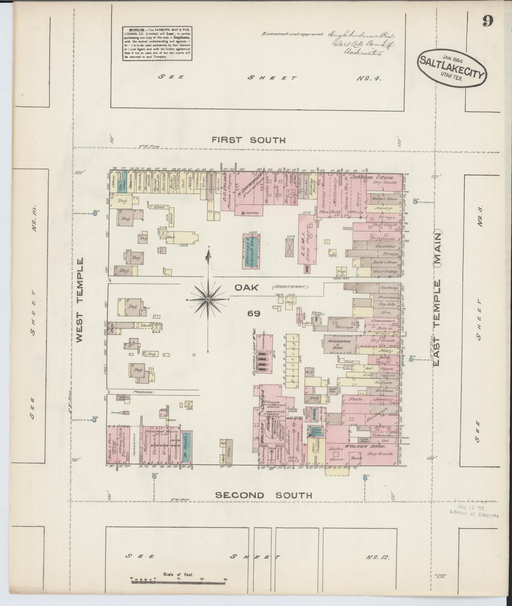 Sanborn Fire Insurance Map from Salt Lake City, Salt Lake County, Utah (1884), Sheet #0009 - Complete Map Set gallery image, historic Sanborn map, vintage wall art, Utah Utah
