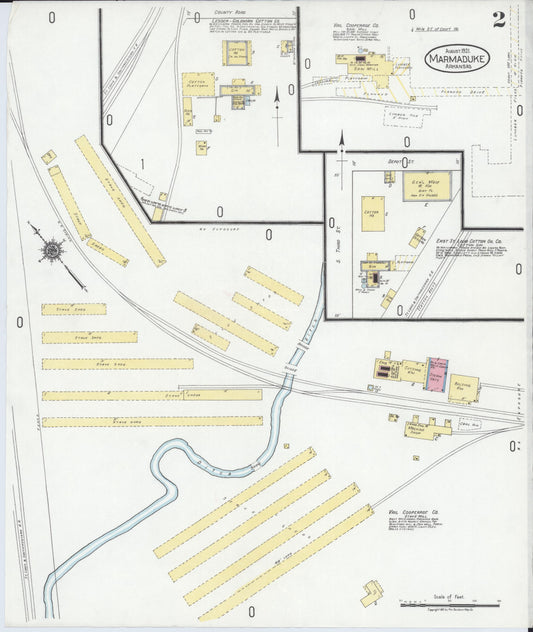 Sanborn Fire Insurance Map from Marmaduke, Greene County, Arkansas (1921), Sheet #0002 - Historic Sanborn Fire Insurance Map Print, vintage old map wall art, antique decor, genealogy gift, Arkansas Arkansas map