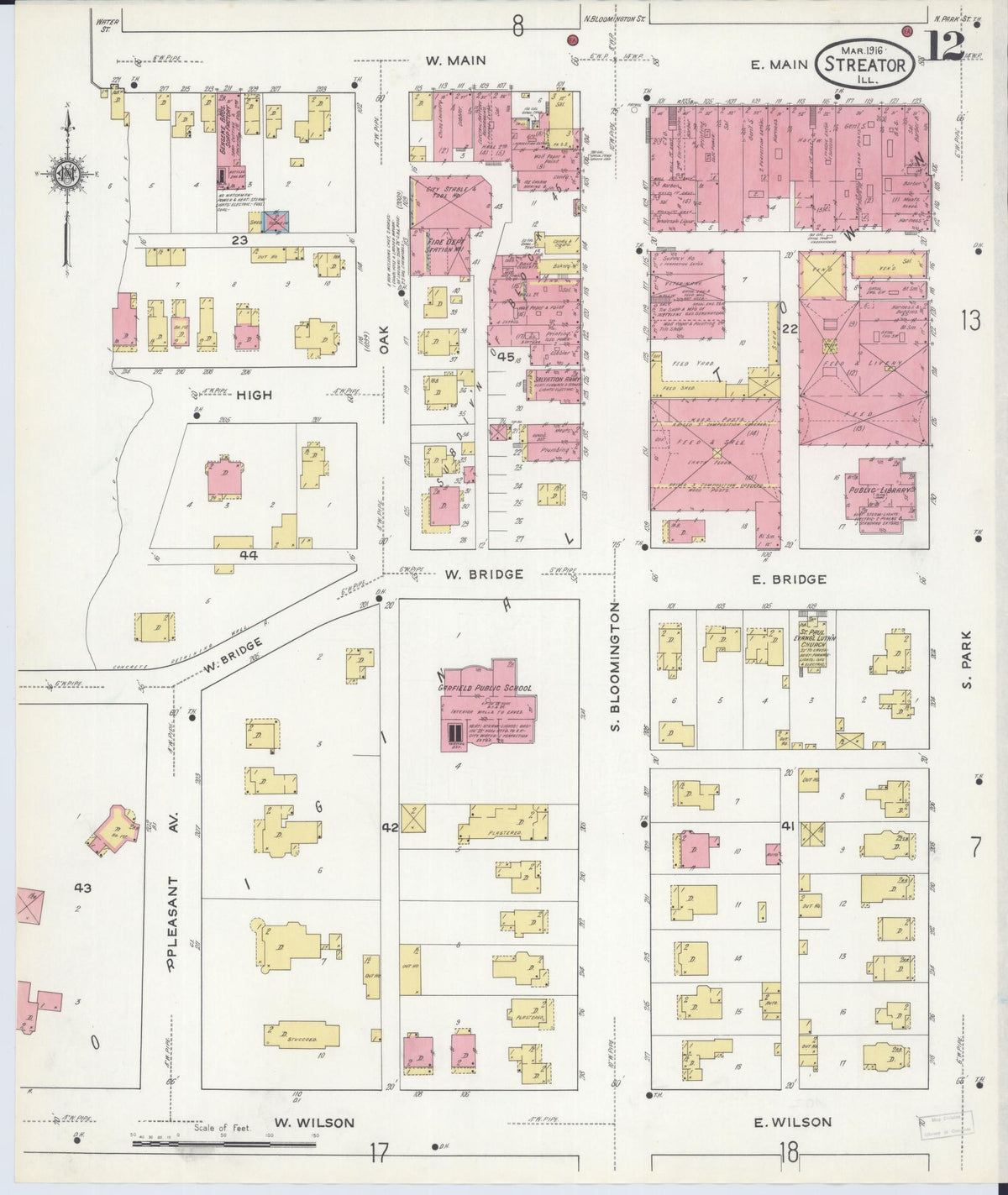Sanborn Fire Insurance Map from Streator, La Salle County, Illinois (1916), Sheet #0012 - Complete Map Set gallery image, historic Sanborn map, vintage wall art, Illinois Illinois