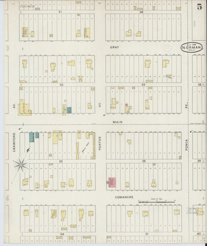 Sanborn Fire Insurance Map from Norman, Cleveland County, Oklahoma (1894), Sheet #0005 - Complete Map Set gallery image, historic Sanborn map, vintage wall art, Oklahoma Oklahoma