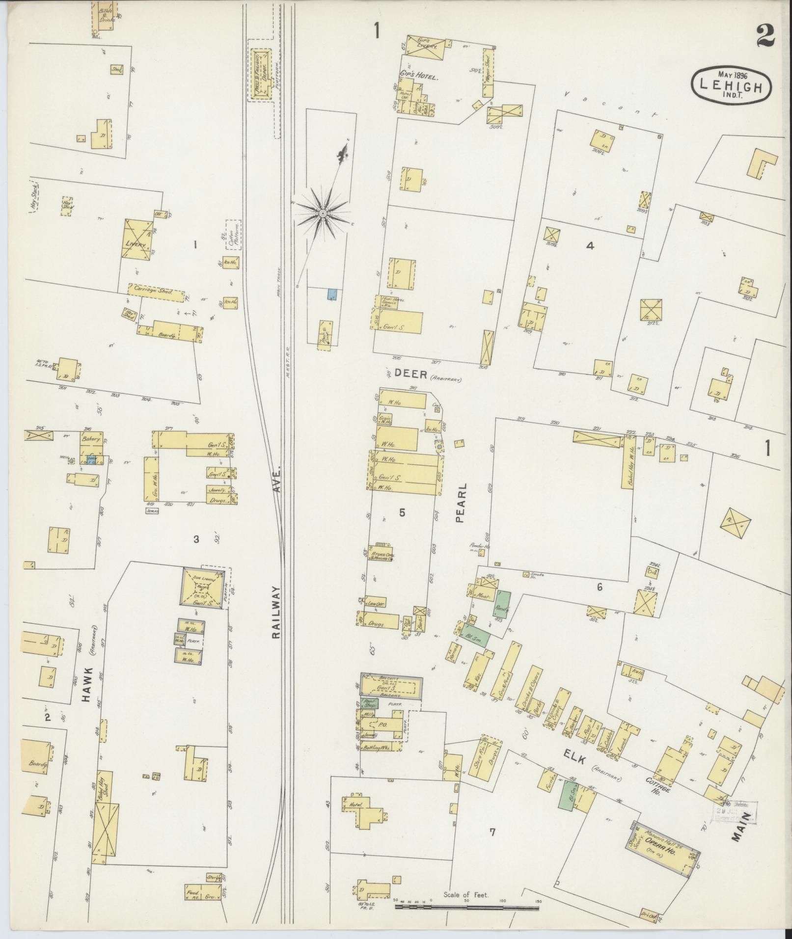 Sanborn Fire Insurance Map from Lehigh, Coal County, Oklahoma (1896), Sheet #0002 - Complete Map Set gallery image, historic Sanborn map, vintage wall art, Oklahoma Oklahoma