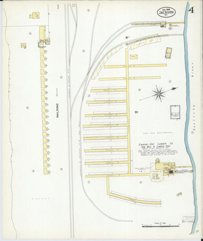 Sanborn Fire Insurance Map from Jackson, Breathitt County, Kentucky (1908), Sheet #0004 - Complete Map Set gallery image, historic Sanborn map, vintage wall art, Kentucky Kentucky
