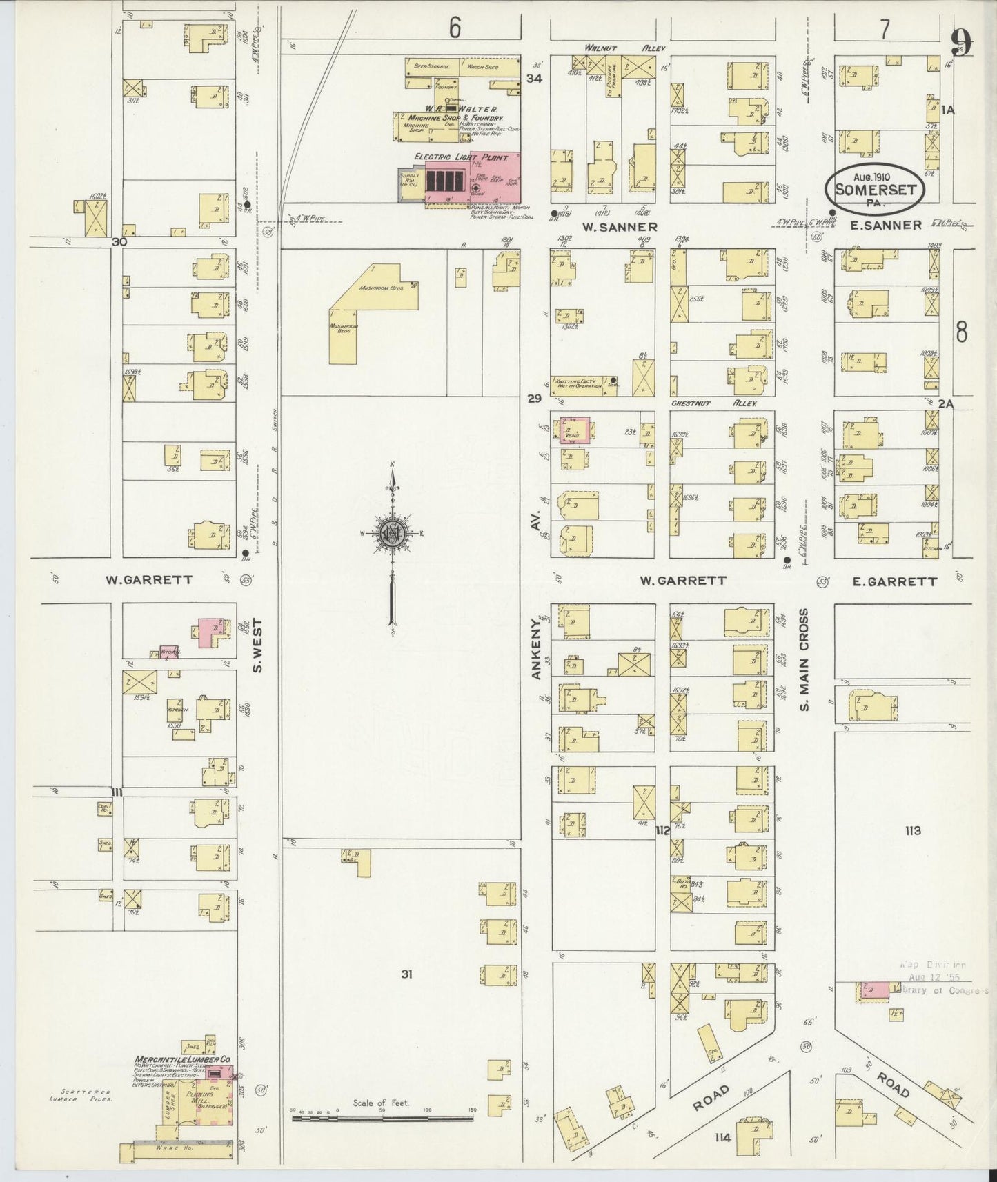 Sanborn Fire Insurance Map from Somerset, Somerset County, Pennsylvania (1910), Sheet #0009 - Complete Map Set gallery image, historic Sanborn map, vintage wall art, Pennsylvania Pennsylvania
