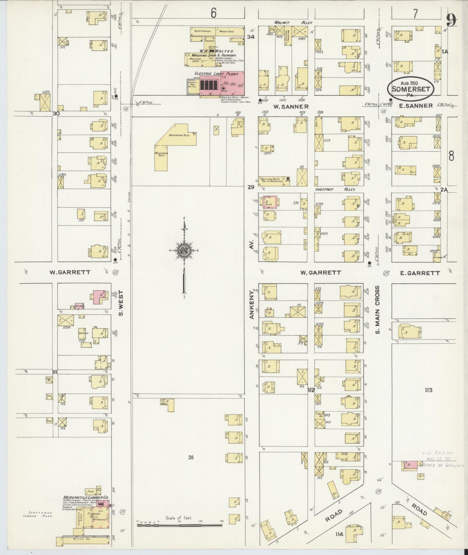 Sanborn Fire Insurance Map from Somerset, Somerset County, Pennsylvania (1910), Sheet #0009 - Complete Map Set gallery image, historic Sanborn map, vintage wall art, Pennsylvania Pennsylvania
