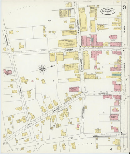 Sanborn Fire Insurance Map from Bedford, Independent Cities, Virginia (1907), Sheet #0003 - Complete Map Set gallery image, historic Sanborn map, vintage wall art, Virginia Virginia