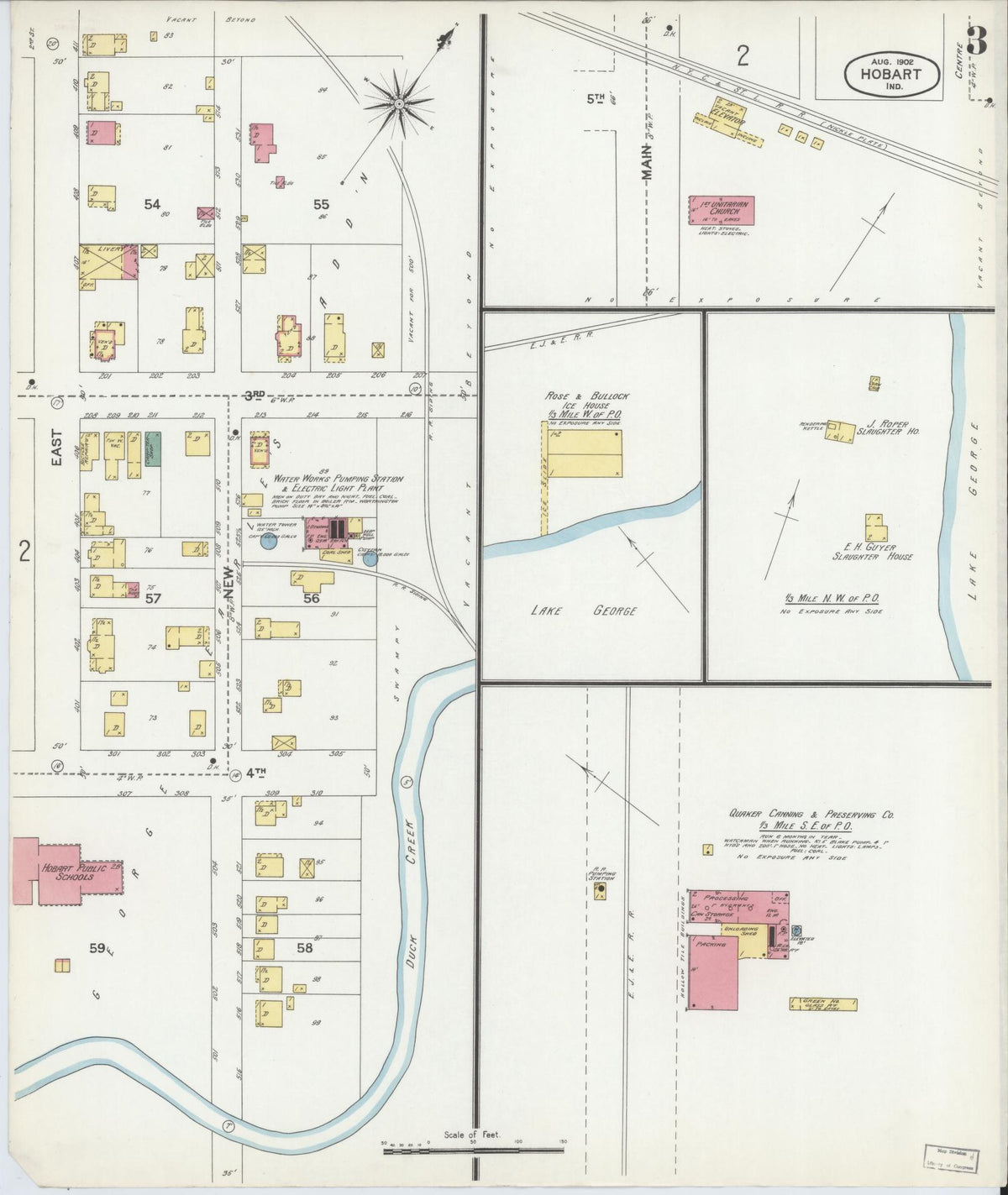 Sanborn Fire Insurance Map from Hobart, Lake County, Indiana (1902), Sheet #0003 - Historic Sanborn Fire Insurance Map Print, vintage old map wall art, antique decor, genealogy gift, Indiana Indiana map