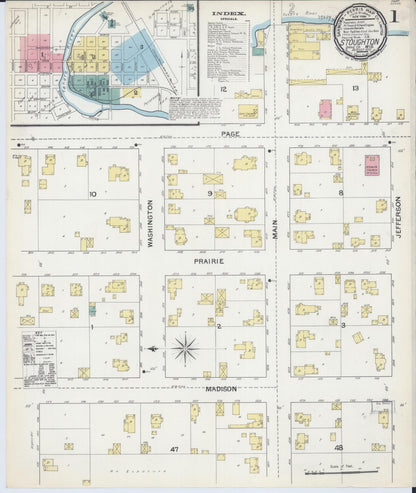 Sanborn Fire Insurance Map from Stoughton, Dane County, Wisconsin (1892), Sheet #0001 - Historic Sanborn Fire Insurance Map Print, vintage old map wall art, antique decor, genealogy gift, Wisconsin Wisconsin map