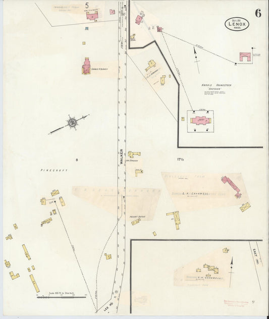 Sanborn Fire Insurance Map from Lenox, Berkshire County, Massachusetts (1939), Sheet #0006 - Historic Sanborn Fire Insurance Map Print, vintage old map wall art, antique decor, genealogy gift, Massachusetts Massachusetts map