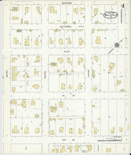 Sanborn Fire Insurance Map from Wellsville, Montgomery County, Missouri (1909), Sheet #0004 - Complete Map Set gallery image, historic Sanborn map, vintage wall art, Missouri Missouri