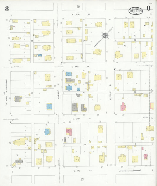 Sanborn Fire Insurance Map from Del Rio, Val Verde County, Texas (1930), Sheet #0008 - Historic Sanborn Fire Insurance Map Print, vintage old map wall art, antique decor, genealogy gift, Texas Texas map