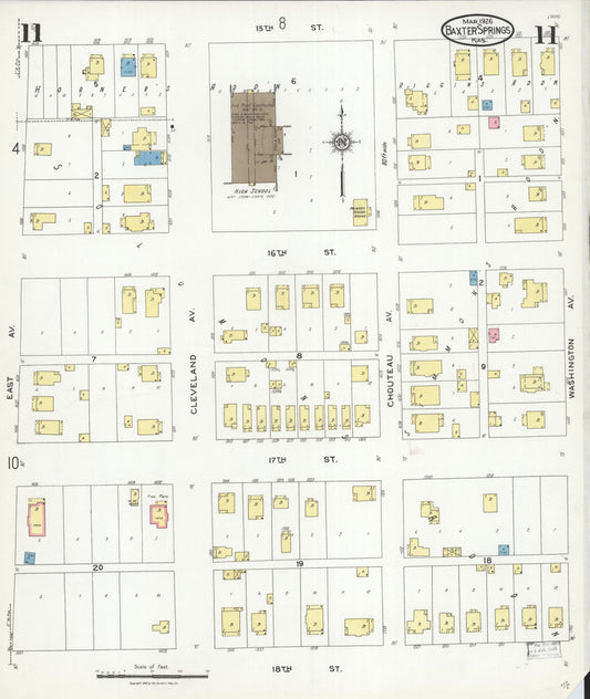 Sanborn Fire Insurance Map from Baxter Springs, Cherokee County, Kansas (1926), Sheet #0011 - Historic Sanborn Fire Insurance Map Print, vintage old map wall art, antique decor, genealogy gift, Kansas Kansas map