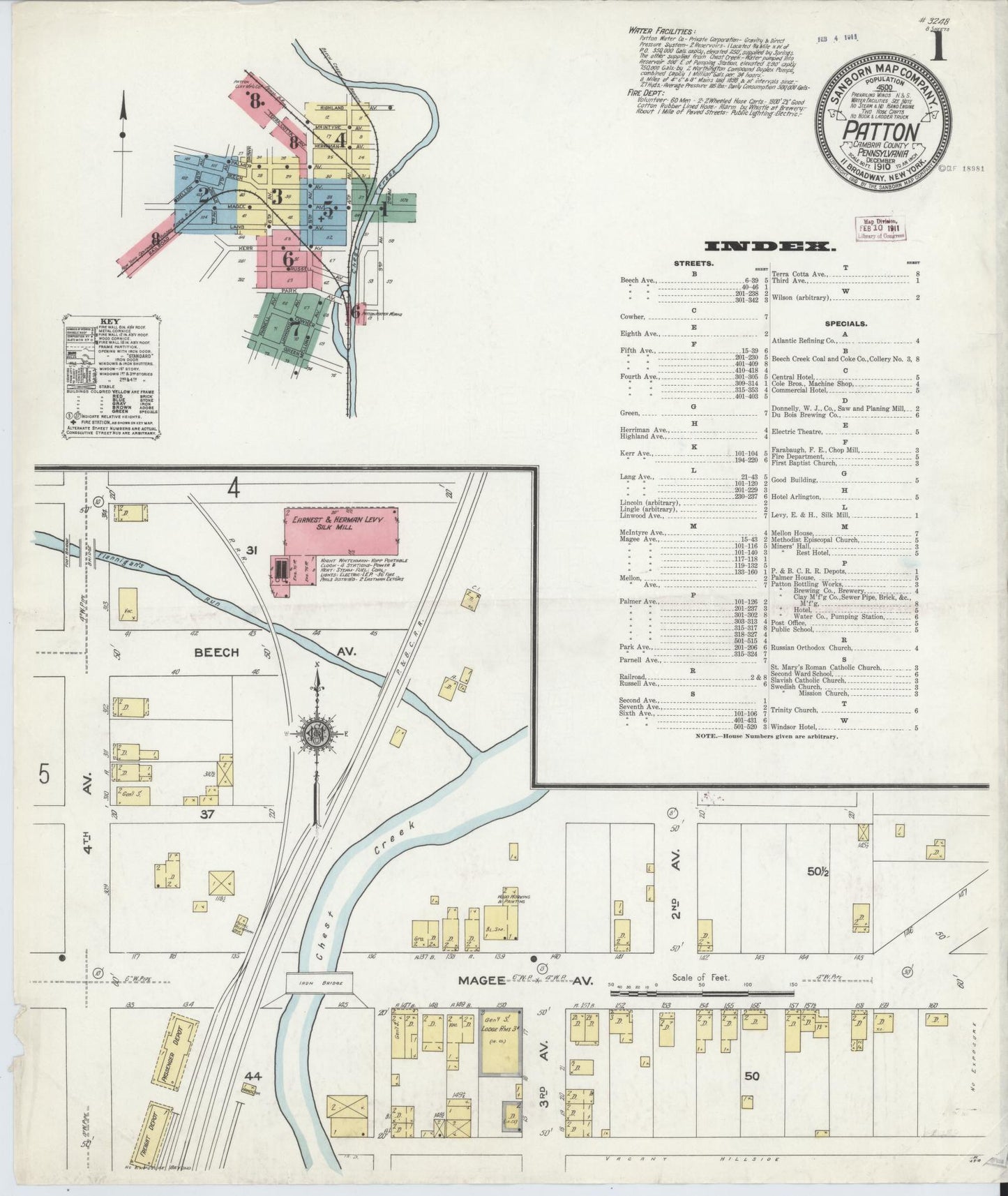 Sanborn Fire Insurance Map from Patton, Cambria County, Pennsylvania (1910), Sheet #0001 - Complete Map Set gallery image, historic Sanborn map, vintage wall art, Pennsylvania Pennsylvania