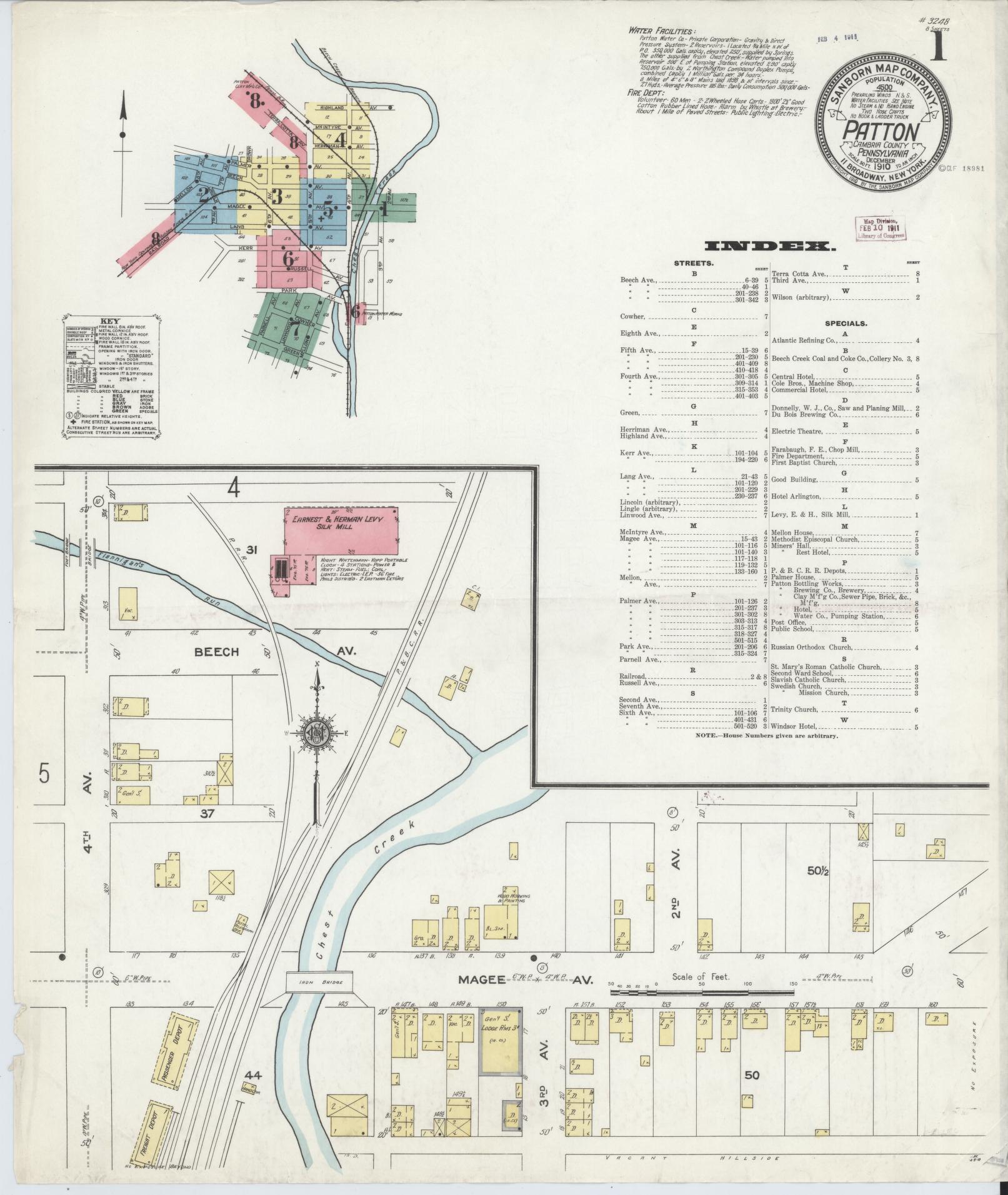 Sanborn Fire Insurance Map from Patton, Cambria County, Pennsylvania (1910), Sheet #0001 - Complete Map Set gallery image, historic Sanborn map, vintage wall art, Pennsylvania Pennsylvania