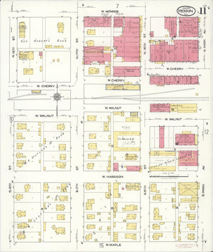 Sanborn Fire Insurance Map from Herrin, Williamson County, Illinois (1922), Sheet #0011 - Complete Map Set gallery image, historic Sanborn map, vintage wall art, Illinois Illinois