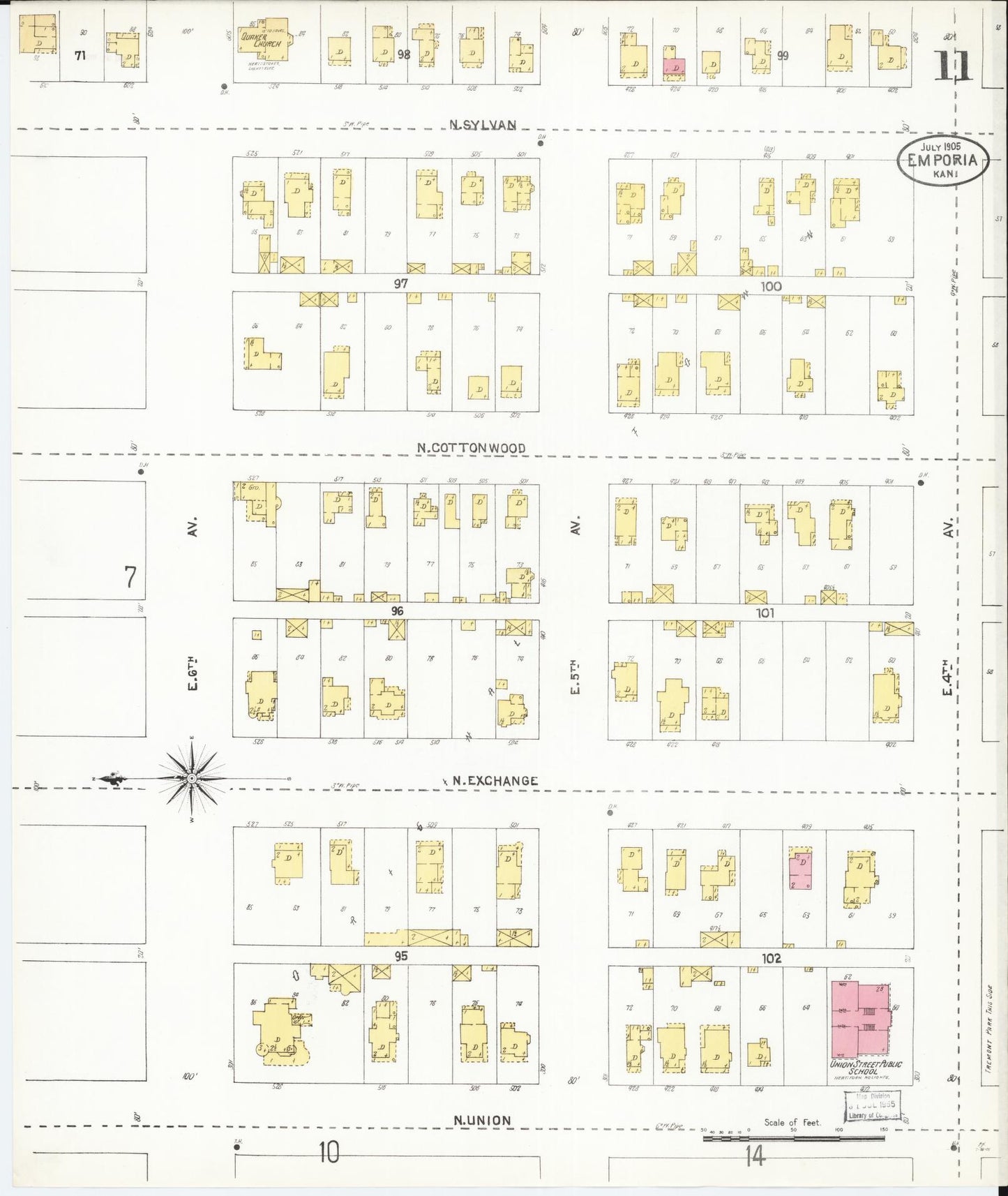 Sanborn Fire Insurance Map from Emporia, Lyon County, Kansas (1905), Sheet #0011 - Complete Map Set gallery image, historic Sanborn map, vintage wall art, Kansas Kansas