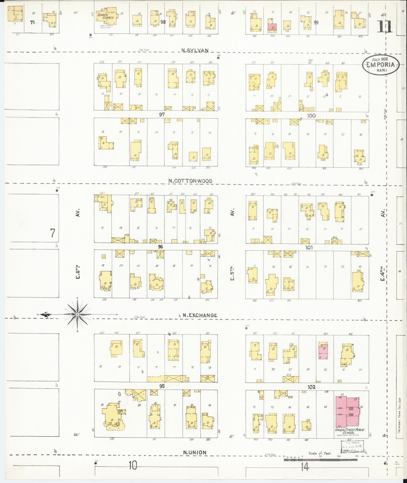 Sanborn Fire Insurance Map from Emporia, Lyon County, Kansas (1905), Sheet #0011 - Complete Map Set gallery image, historic Sanborn map, vintage wall art, Kansas Kansas