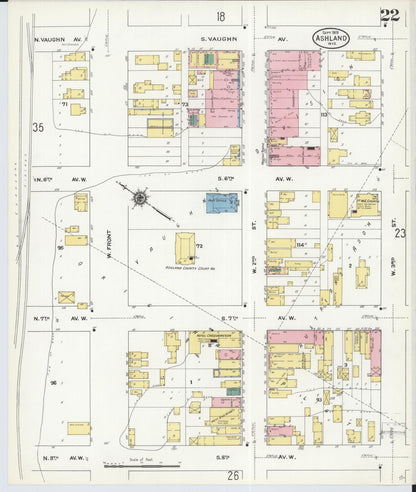 Sanborn Fire Insurance Map from Ashland, Ashland County, Wisconsin (1909), Sheet #0022 - Complete Map Set gallery image, historic Sanborn map, vintage wall art, Wisconsin Wisconsin