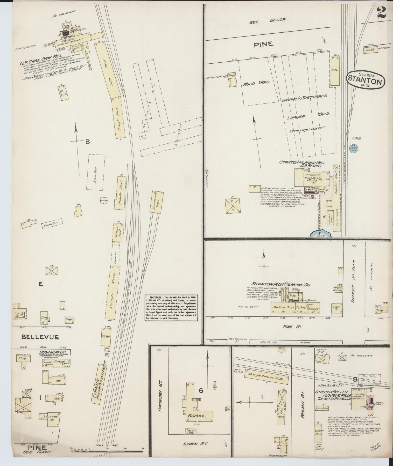 Sanborn Fire Insurance Map from Stanton, Montcalm County, Michigan (1884), Sheet #0002 - Historic Sanborn Fire Insurance Map Print, vintage old map wall art, antique decor, genealogy gift, Michigan Michigan map