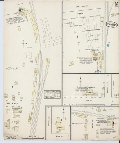 Sanborn Fire Insurance Map from Stanton, Montcalm County, Michigan (1884), Sheet #0002 - Historic Sanborn Fire Insurance Map Print, vintage old map wall art, antique decor, genealogy gift, Michigan Michigan map