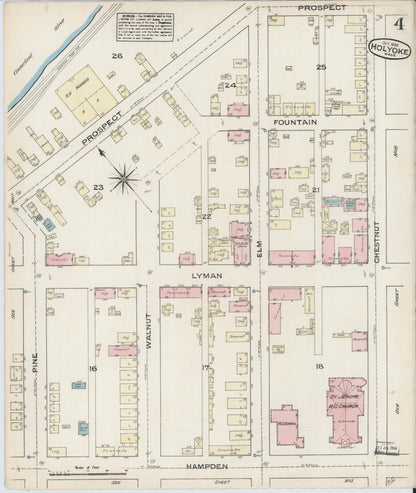 Sanborn Fire Insurance Map from Holyoke, Hampden County, Massachusetts (1884), Sheet #0004 - Complete Map Set gallery image, historic Sanborn map, vintage wall art, Massachusetts Massachusetts