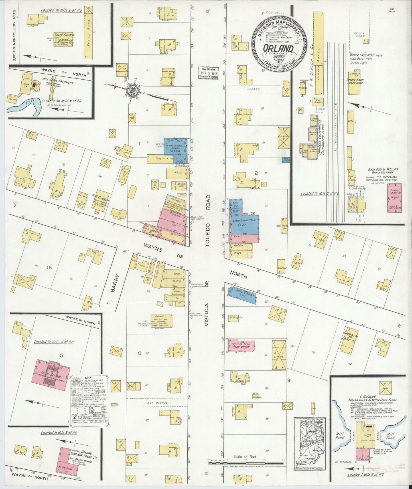 Sanborn Fire Insurance Map from Orland, Steuben County, Indiana. (1917) – Historic Sanborn Fire Insurance Map Print