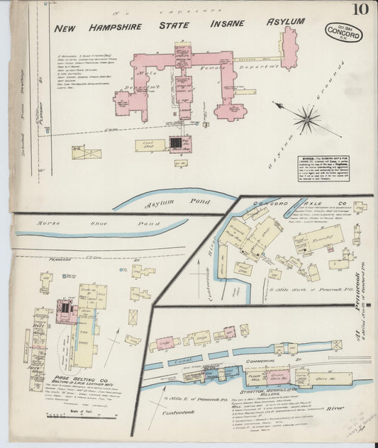 Sanborn Fire Insurance Map from Concord, Merrimack County, New Hampshire (1884), Sheet #0010 - Historic Sanborn Fire Insurance Map Print, vintage old map wall art, antique decor, genealogy gift, New Hampshire New Hampshire map