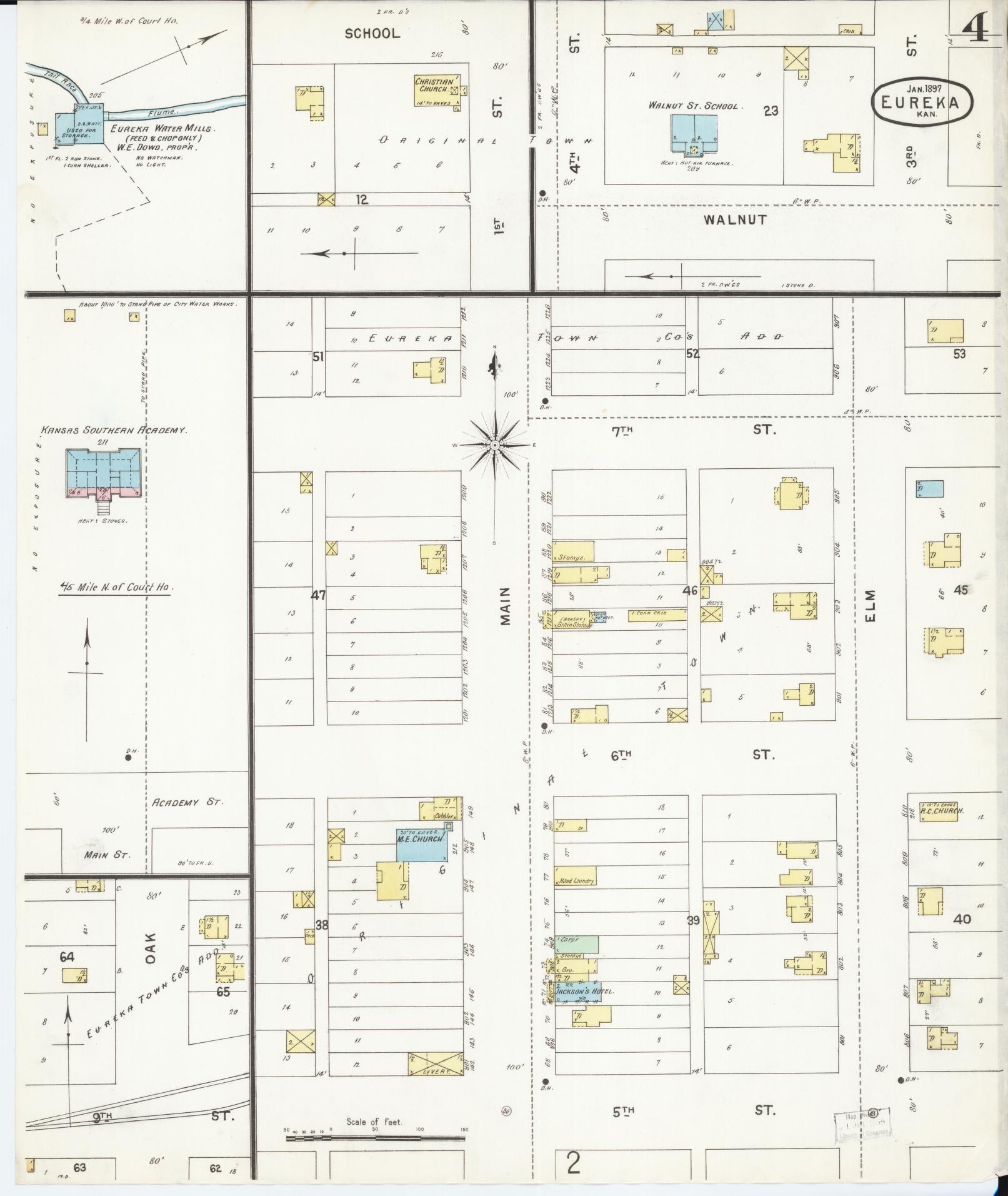 Sanborn Fire Insurance Map from Eureka, Greenwood County, Kansas (1897), Sheet #0004 - Complete Map Set gallery image, historic Sanborn map, vintage wall art, Kansas Kansas