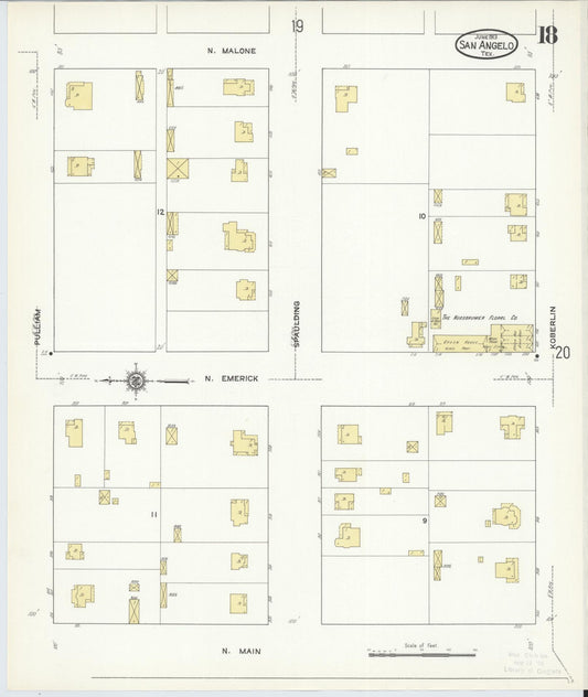 Sanborn Fire Insurance Map from San Angelo, Tom Green County, Texas (1913), Sheet #0018 - Historic Sanborn Fire Insurance Map Print, vintage old map wall art, antique decor, genealogy gift, Texas Texas map