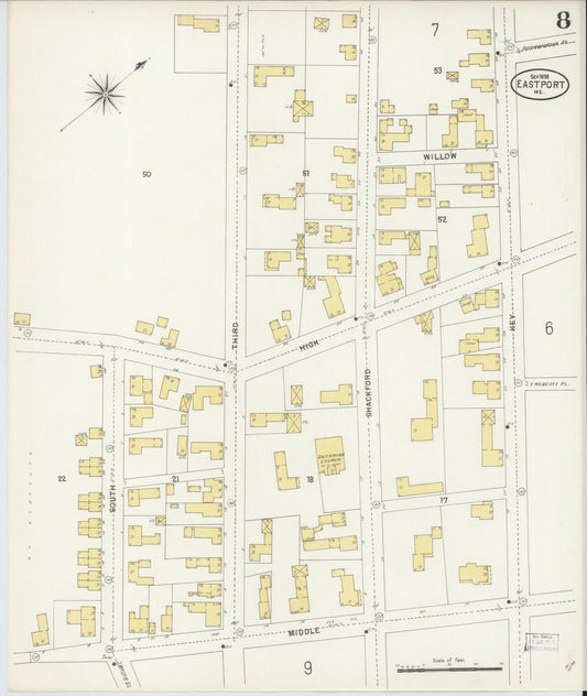Sanborn Fire Insurance Map from Eastport, Washington County, Maine (1898), Sheet #0008 - Historic Sanborn Fire Insurance Map Print, vintage old map wall art, antique decor, genealogy gift, Maine Maine map