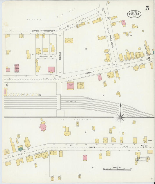 Sanborn Fire Insurance Map from Fonda, Montgomery County, New York (1906), Sheet #0005 - Historic Sanborn Fire Insurance Map Print, vintage old map wall art, antique decor, genealogy gift, New York New York map