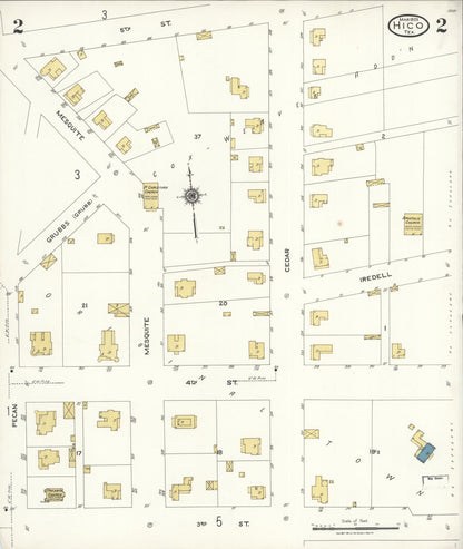 Sanborn Fire Insurance Map from Hico, Hamilton County, Texas (1923), Sheet #0002 - Historic Sanborn Fire Insurance Map Print, vintage old map wall art, antique decor, genealogy gift, Texas Texas map