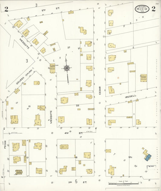 Sanborn Fire Insurance Map from Hico, Hamilton County, Texas (1923), Sheet #0002 - Historic Sanborn Fire Insurance Map Print, vintage old map wall art, antique decor, genealogy gift, Texas Texas map