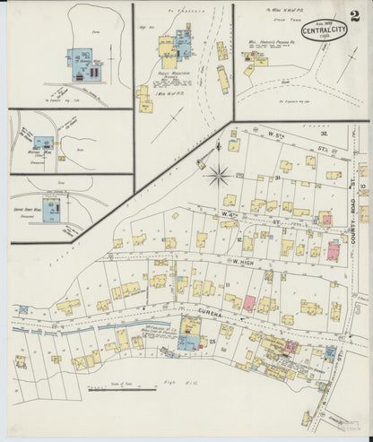 Sanborn Fire Insurance Map from Central City, Gilpin County, Colorado (1895), Sheet #0002 - Complete Map Set gallery image, historic Sanborn map, vintage wall art, Colorado Colorado