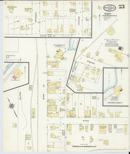 Sanborn Fire Insurance Map from Petoskey, Emmet County, Michigan (1913), Sheet #0023 - Complete Map Set gallery image, historic Sanborn map, vintage wall art, Michigan Michigan