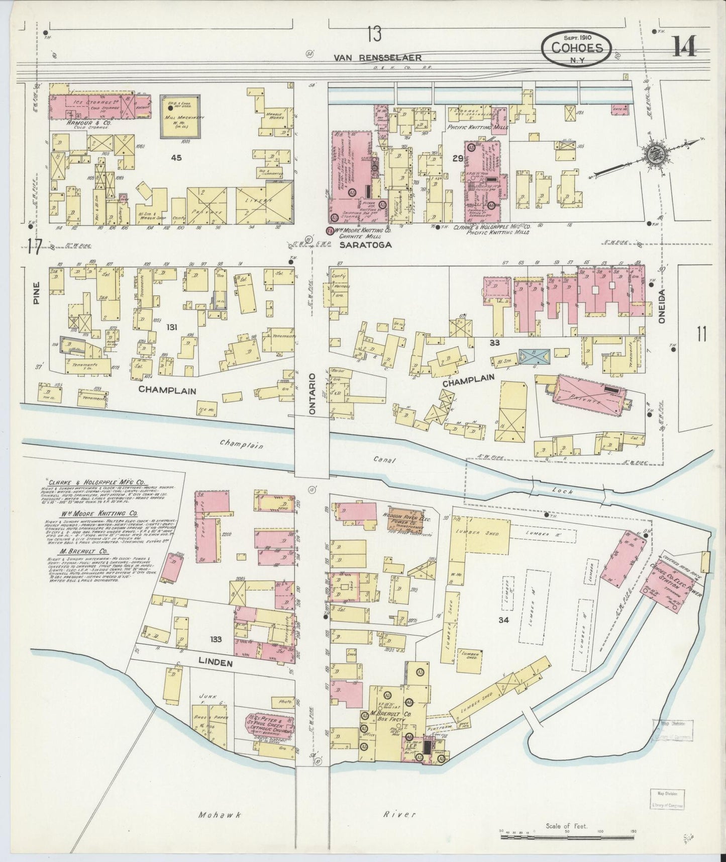Sanborn Fire Insurance Map from Cohoes, Albany County, New York (1910), Sheet #0014 - Complete Map Set gallery image, historic Sanborn map, vintage wall art, New York New York