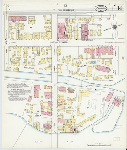 Sanborn Fire Insurance Map from Cohoes, Albany County, New York (1910), Sheet #0014 - Complete Map Set gallery image, historic Sanborn map, vintage wall art, New York New York