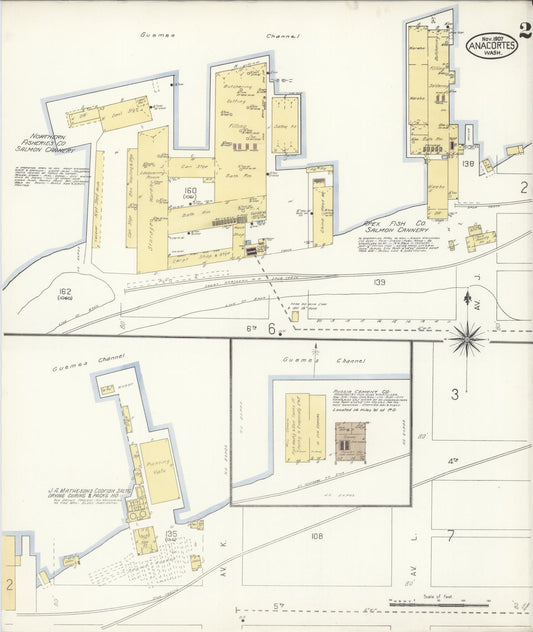 Sanborn Fire Insurance Map from Anacortes, Skagit County, Washington (1907), Sheet #0002 - Historic Sanborn Fire Insurance Map Print, vintage old map wall art, antique decor, genealogy gift, Washington Washington map
