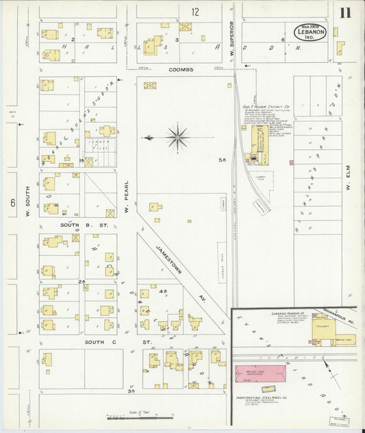 Sanborn Fire Insurance Map from Lebanon, Boone County, Indiana (1909), Sheet #0011 - Historic Sanborn Fire Insurance Map Print, vintage old map wall art, antique decor, genealogy gift, Indiana Indiana map
