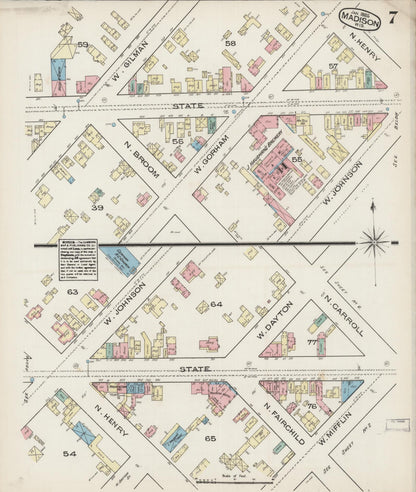 Sanborn Fire Insurance Map from Madison, Dane County, Wisconsin (1885), Sheet #0007 - Complete Map Set gallery image, historic Sanborn map, vintage wall art, Wisconsin Wisconsin