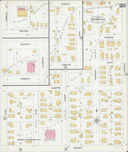 Sanborn Fire Insurance Map from Bloomington, McLean County, Illinois (1901), Sheet #0028 - Complete Map Set gallery image, historic Sanborn map, vintage wall art, Illinois Illinois