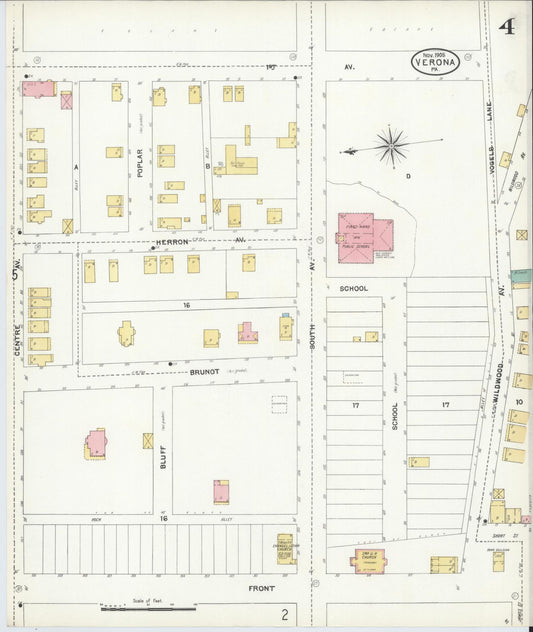 Sanborn Fire Insurance Map from Verona, Allegheny County, Pennsylvania (1905), Sheet #0004 - Historic Sanborn Fire Insurance Map Print, vintage old map wall art, antique decor, genealogy gift, Pennsylvania Pennsylvania map