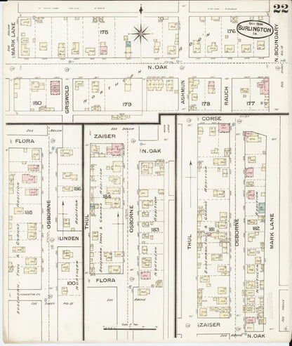 Sanborn Fire Insurance Map from Burlington, Des Moines County, Iowa (1888), Sheet #0022 - Historic Sanborn Fire Insurance Map Print