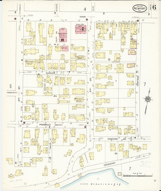 Sanborn Fire Insurance Map from Newport, Orleans County, Vermont (1913), Sheet #0006 - Historic Sanborn Fire Insurance Map Print, vintage old map wall art, antique decor, genealogy gift, Vermont Vermont map